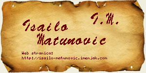 Isailo Matunović vizit kartica